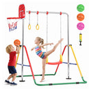 Advwin Kids Foldable Gymnastics Bar  with Basketball Hoop & Swing