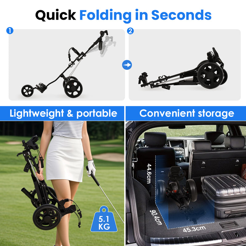 Advwin 3-Wheel Foldable Golf Cart w/ Storage Bag