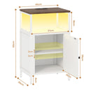 Advwin Farmhouse Bedside Table w/ Charging Station & LED