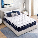 Advwin 30cm Hybrid Mattress w/ Pocket Springs White & Blue