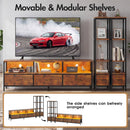 Advwin 197cm TV Stand with Bookshelf & LED Lights
