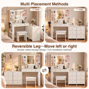 Advwin LED Extendable Dressing Table with 8 Drawers