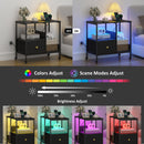 Advwin LED Side Table w/ Power Outlets & Wheels