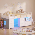 Advwin King Single Low Loft Bed with 7 Drawers Bookcase
