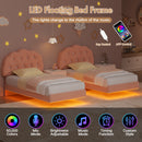Advwin LED Floating Bed Frame w/ Adjustable Headboard King Single