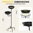 Advwin Freestanding Metal 2-in-1 Bird Bath & Feeder