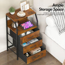 Advwin Bedside Table w/ Charging & 3 Drawers