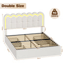 Advwin Hidden Storage Bed Frame w/ Charging Station Beige