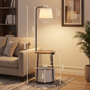 Advwin Floor Lamp with Round Side Table Rustic Brown