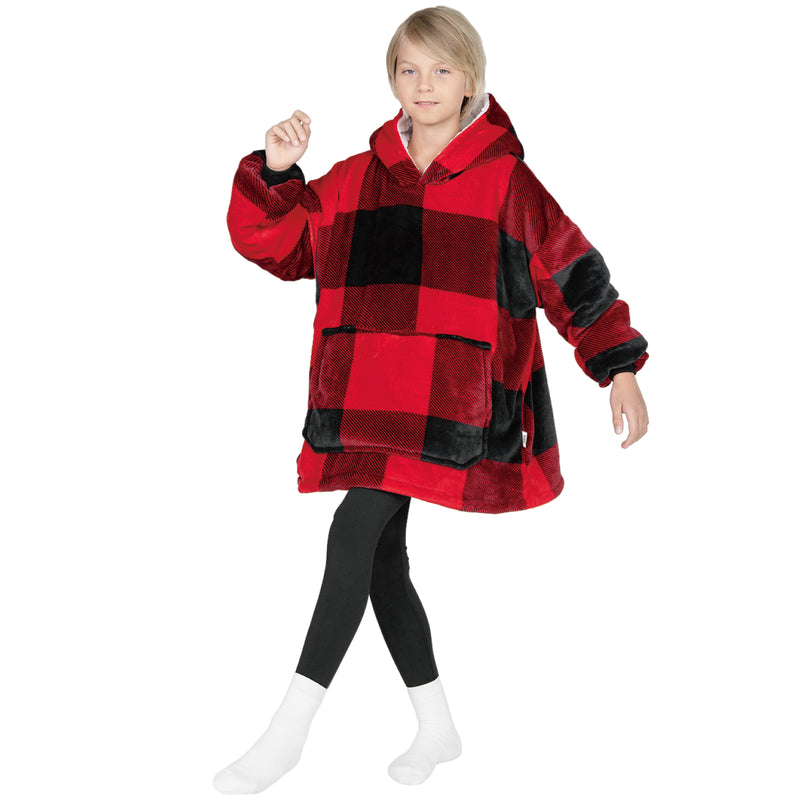 Advwin Oversized Sherpa Wearable Blanket Hoodie Kids
