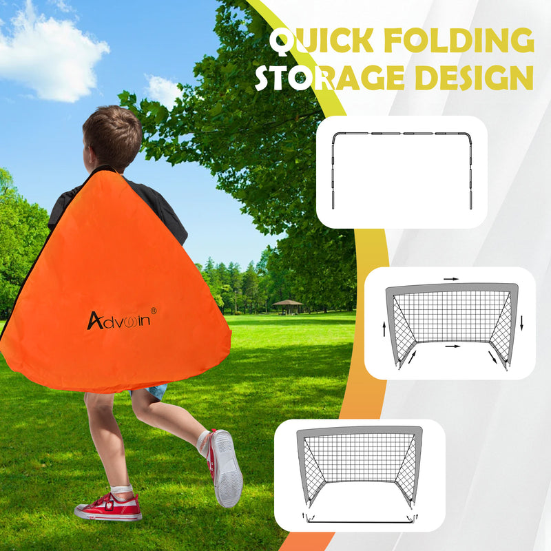 Advwin Light Up Soccer Goals for Kids with Carry Bag