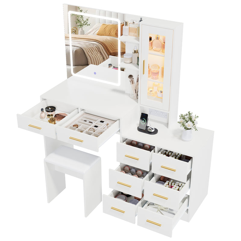 Advwin Dressing Table with LED Mirror RGB Cabinet