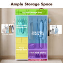 Advwin Portable Wardrobe with 2 Rods & 5 Drawers