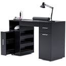 Advwin Manicure Table with Glass Top Black
