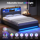 Advwin Queen Gas Lift Storage Bed Frame w/ LED