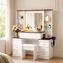 Advwin LED Vanity Desk with Mirror & Charging Hub