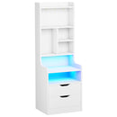 Advwin Tall LED Nightstand w/ Charging Station & 3 Drawers