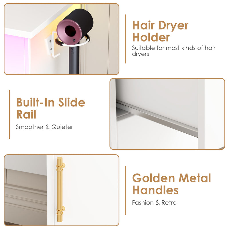 Advwin Dressing Table with Mirror and Lights RGB