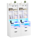 Advwin Set of 2 Tall LED Nightstands w/ Charging Station