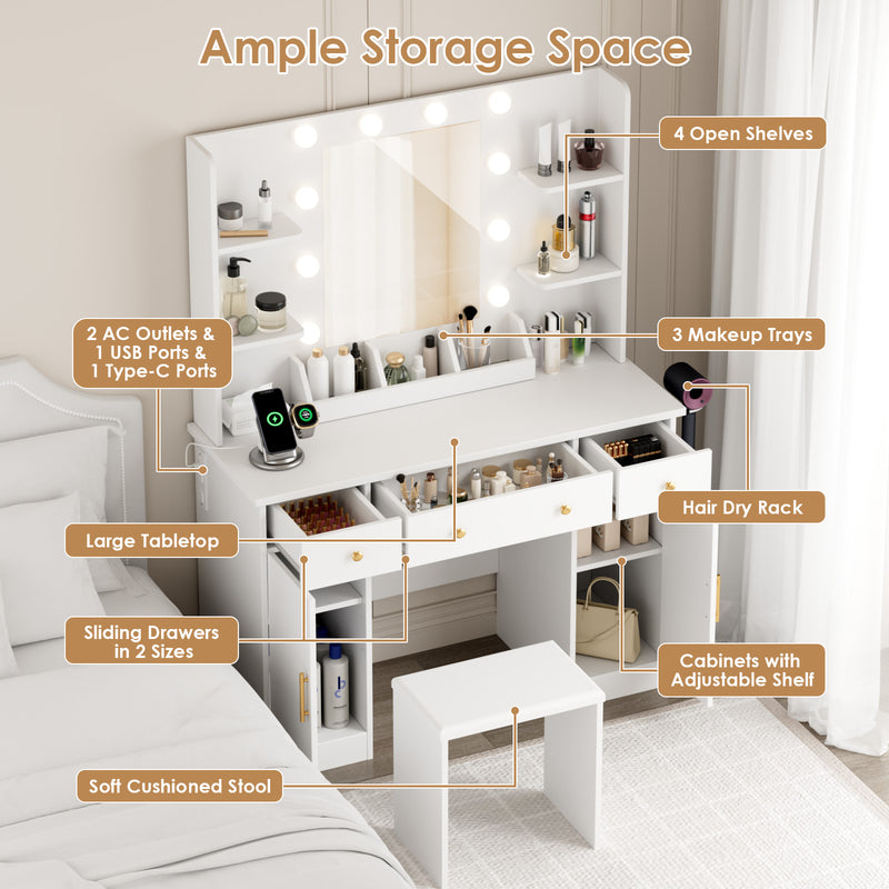 Advwin Dressing Table with Mirror and Lights RGB
