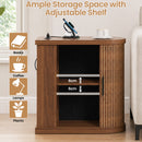 Advwin Narrow Side Table w/ Fluted Sliding Door & Storage