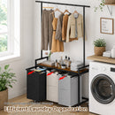 Advwin 3 Section Rolling Laundry Basket with Hanging Rack