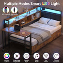 Advwin Single Corner Bed Frame with Foldable Desk
