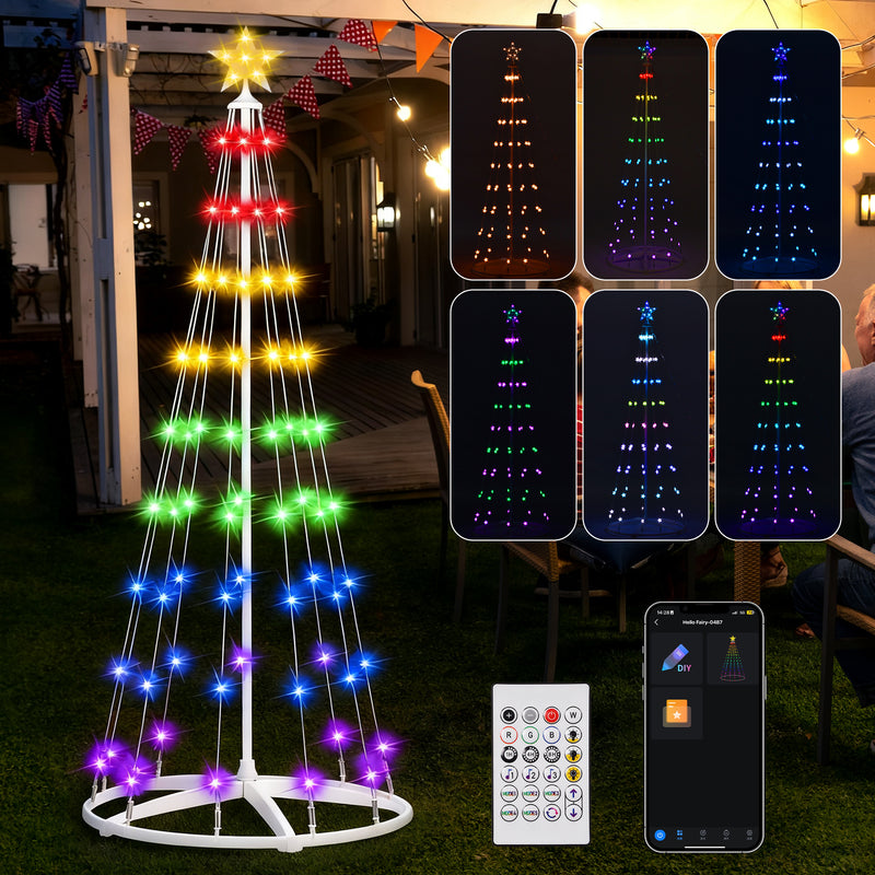 Advwin 204cm Christmas Cone Tree Lights with LED Lights