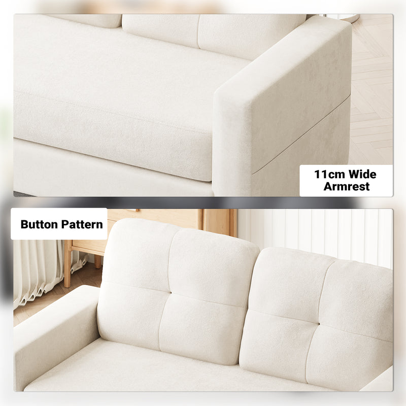 Advwin 2-Seater Sofa 132cm Loveseat Sofa Beige