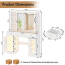 Advwin LED Dressing Table w/ Glass Top & Charging Station