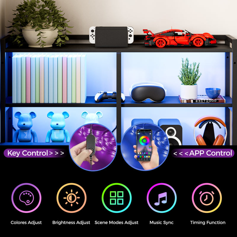 Advwin U Shaped Gaming Desk with LED Lights 164cm