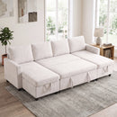 Advwin 253cm U Shaped Chenille Sectional Sofa w/ Pull Out Bed