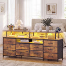 Advwin 160cm TV Stand with Open Storage & LED Lights