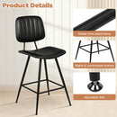 Advwin Set of 2 PU Leather Bar Stools with Back & Footrest