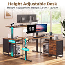 Advwin L Shaped Electric Sit Stand Desk w/ Power Hub