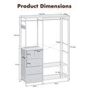 Advwin Portable Wardrobe with 2 Rods & 5 Drawers
