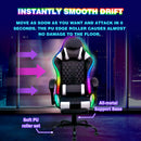 Advwin Gaming Chair with 12 RGB LED Lights Black & White