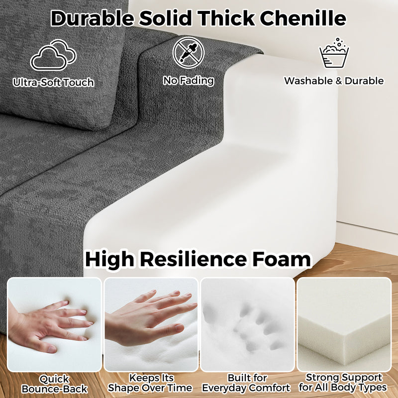 Advwin 190cm Modular Loveseat Sofa Chenille Fabric