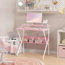 Advwin 80cm Computer Desk with Monitor Stand Pink