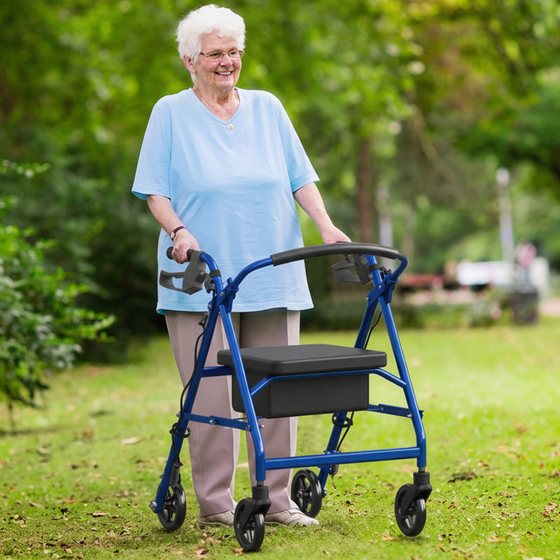 Advwin 4 Wheels Rollator Walker with Dual Brake System