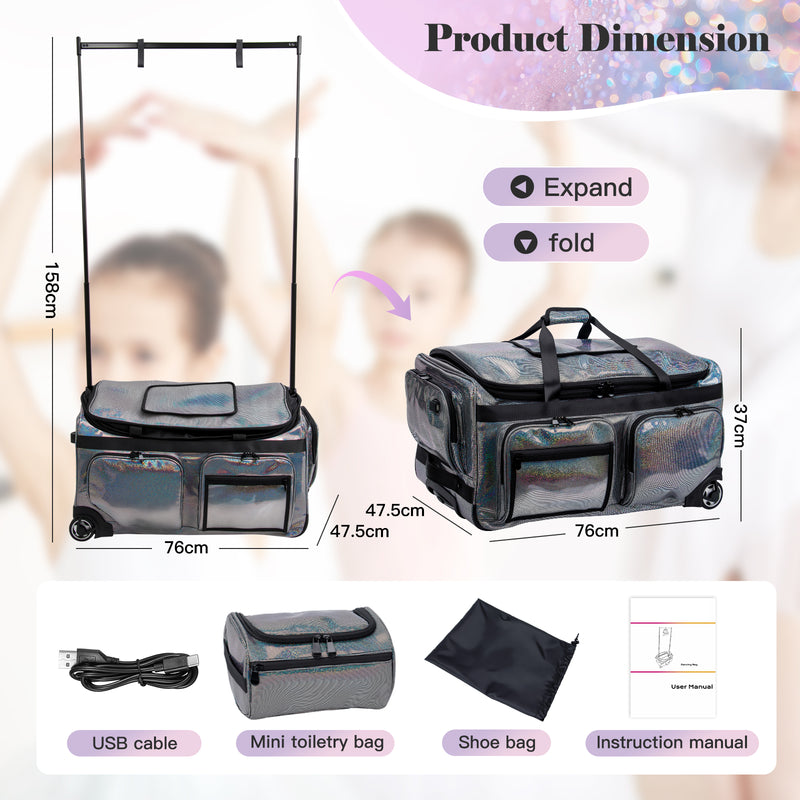Advwin 28Inch Rolling Dance Bag with Garment Rack