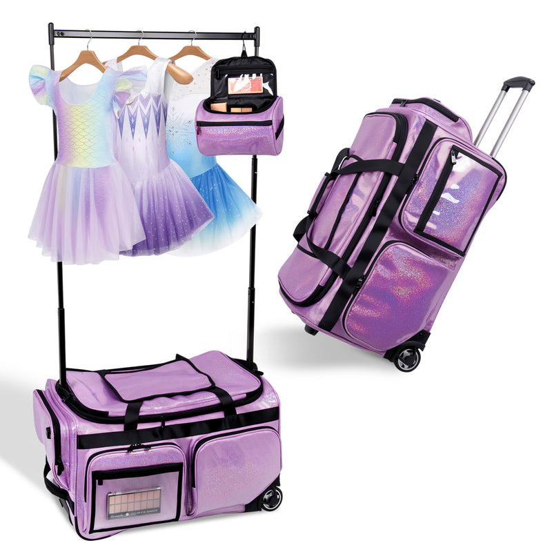 Advwin 26Inch Rolling Dance Bag with Garment Rack