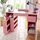 Advwin Manicure Table Glass Top w/Dust Collector Pink