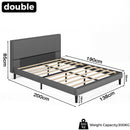 Advwin Bed Frame Mattress Base Upholstered Grey