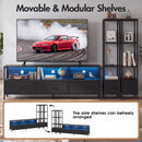 Advwin 197cm TV Stand with Bookshelf & LED Lights