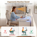 Advwin L Shaped Computer Desk with LED Lights White