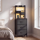 Advwin LED Bedside Table with Charging Station & 3 Drawers