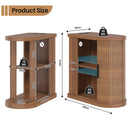 Advwin Narrow Side Table w/ Fluted Sliding Door & Storage