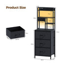 Advwin LED Bedside Table with Charging Station & 3 Drawers