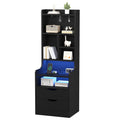 Advwin Tall LED Nightstand w/ Charging Station & 3 Drawers